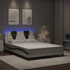 Bed Frame "Viana" with LED without Mattress White and Black 120x200 cm