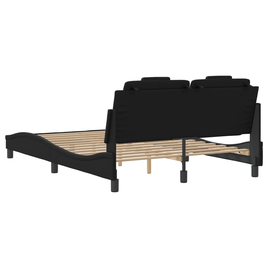 Bed Frame "Viana" with LED without Mattress Black 140x190 cm