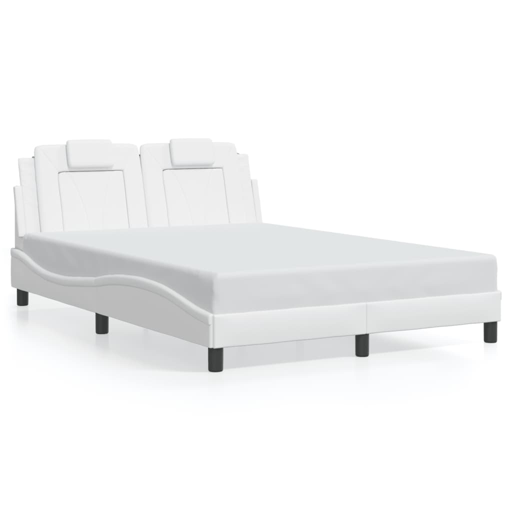 Bed Frame "Viana" with LED without Mattress White 140x190 cm
