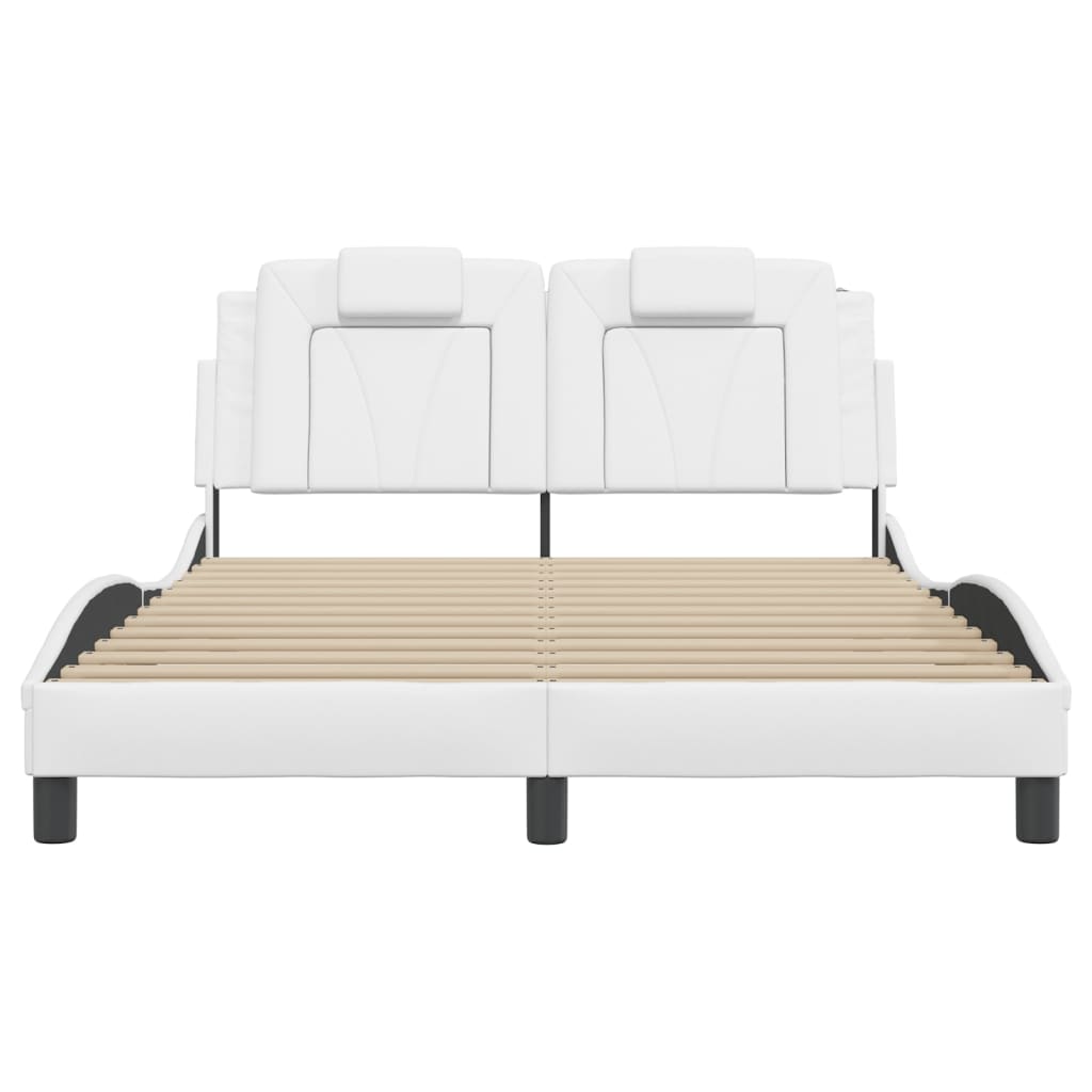 Bed Frame "Viana" with LED without Mattress White 140x190 cm