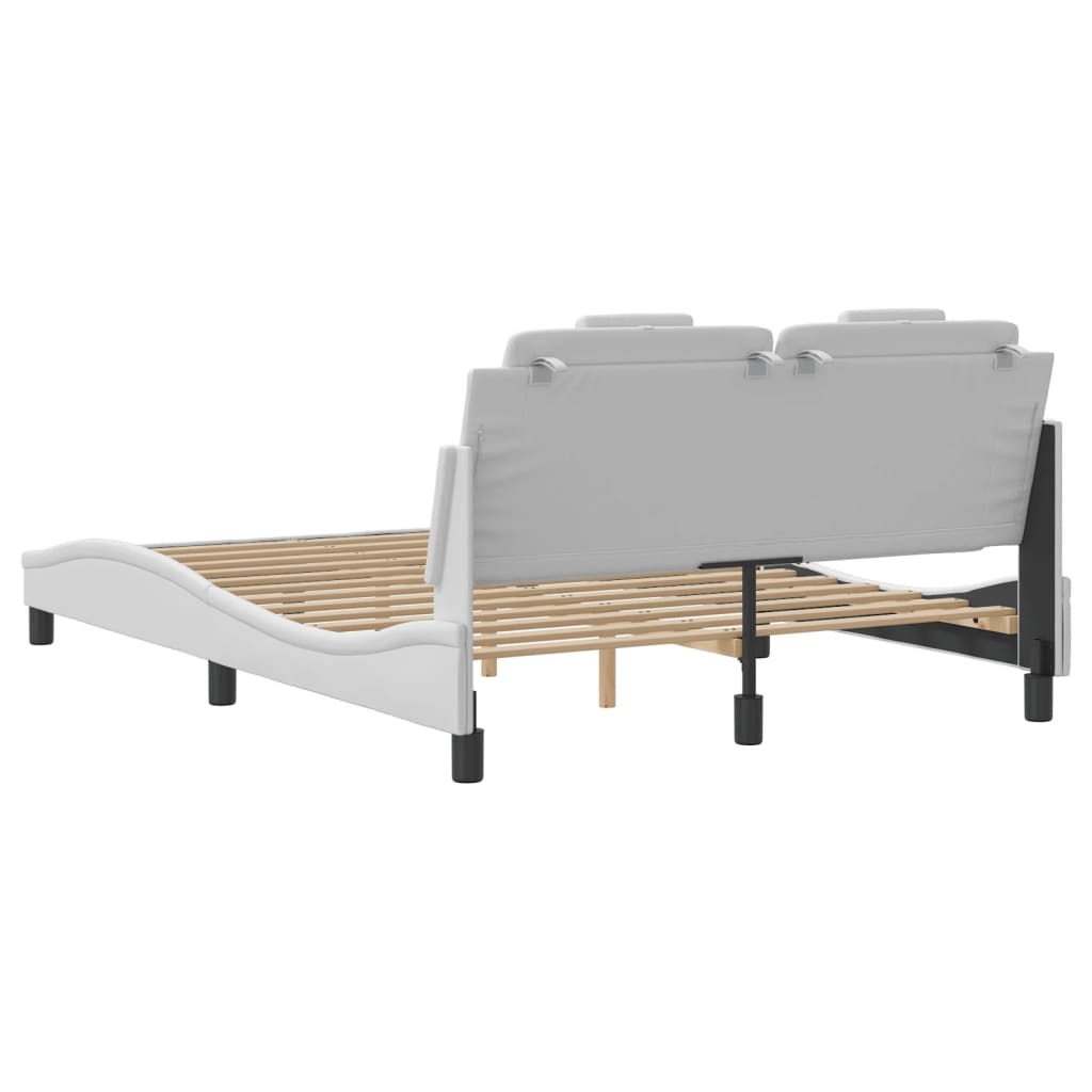Bed Frame "Viana" with LED without Mattress White 140x190 cm