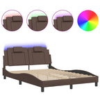 Bed Frame "Viana" with LED without Mattress Brown 140x190 cm