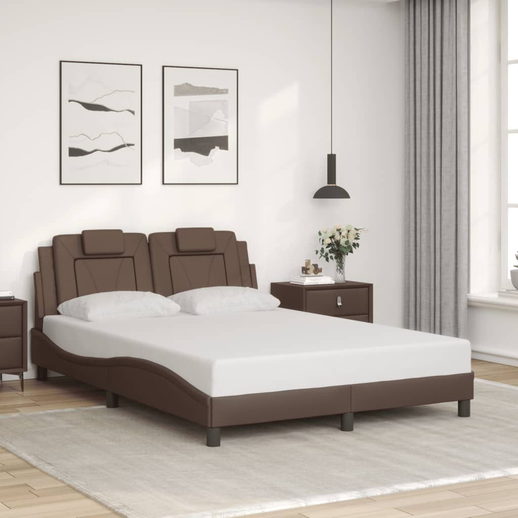 Bed Frame "Viana" with LED without Mattress Brown 140x190 cm