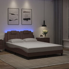 Bed Frame "Viana" with LED without Mattress Brown 140x190 cm