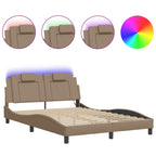 Bed Frame "Viana" with LED without Mattress Cappuccino 140x190 cm