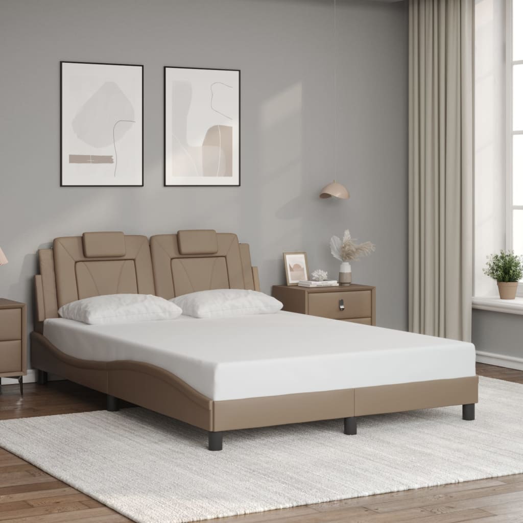Bed Frame "Viana" with LED without Mattress Cappuccino 140x190 cm