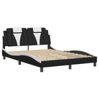 Bed Frame "Viana" with LED without Mattress Black and White 140x190 cm