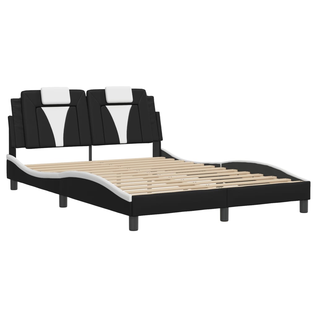 Bed Frame "Viana" with LED without Mattress Black and White 140x190 cm