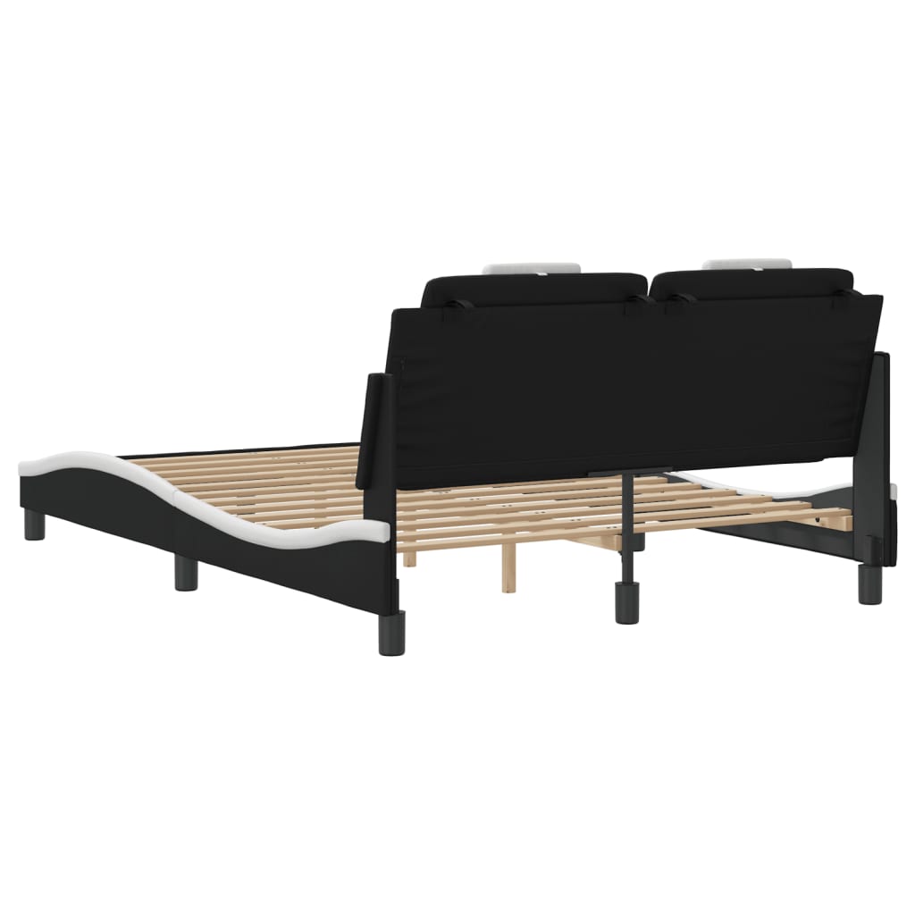 Bed Frame "Viana" with LED without Mattress Black and White 140x190 cm