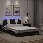 Bed Frame "Viana" with LED without Mattress Black and White 140x190 cm