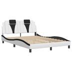 Bed Frame "Viana" with LED without Mattress White and Black 140x190 cm