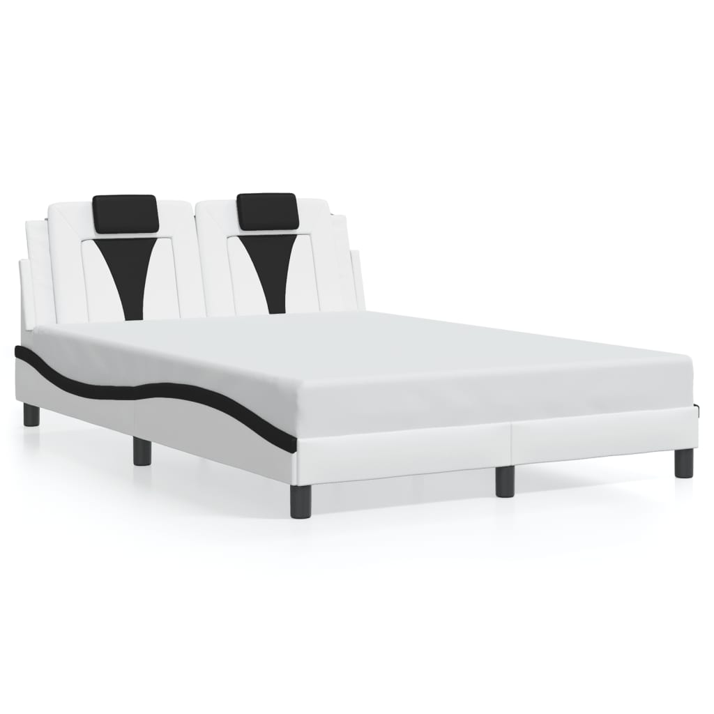 Bed Frame "Viana" with LED without Mattress White and Black 140x190 cm