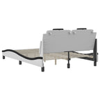 Bed Frame "Viana" with LED without Mattress White and Black 140x190 cm