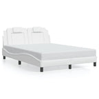 Bed Frame "Viana" with LED without Mattress White 140x200 cm