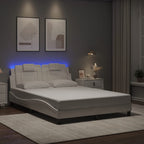 Bed Frame "Viana" with LED without Mattress White 140x200 cm