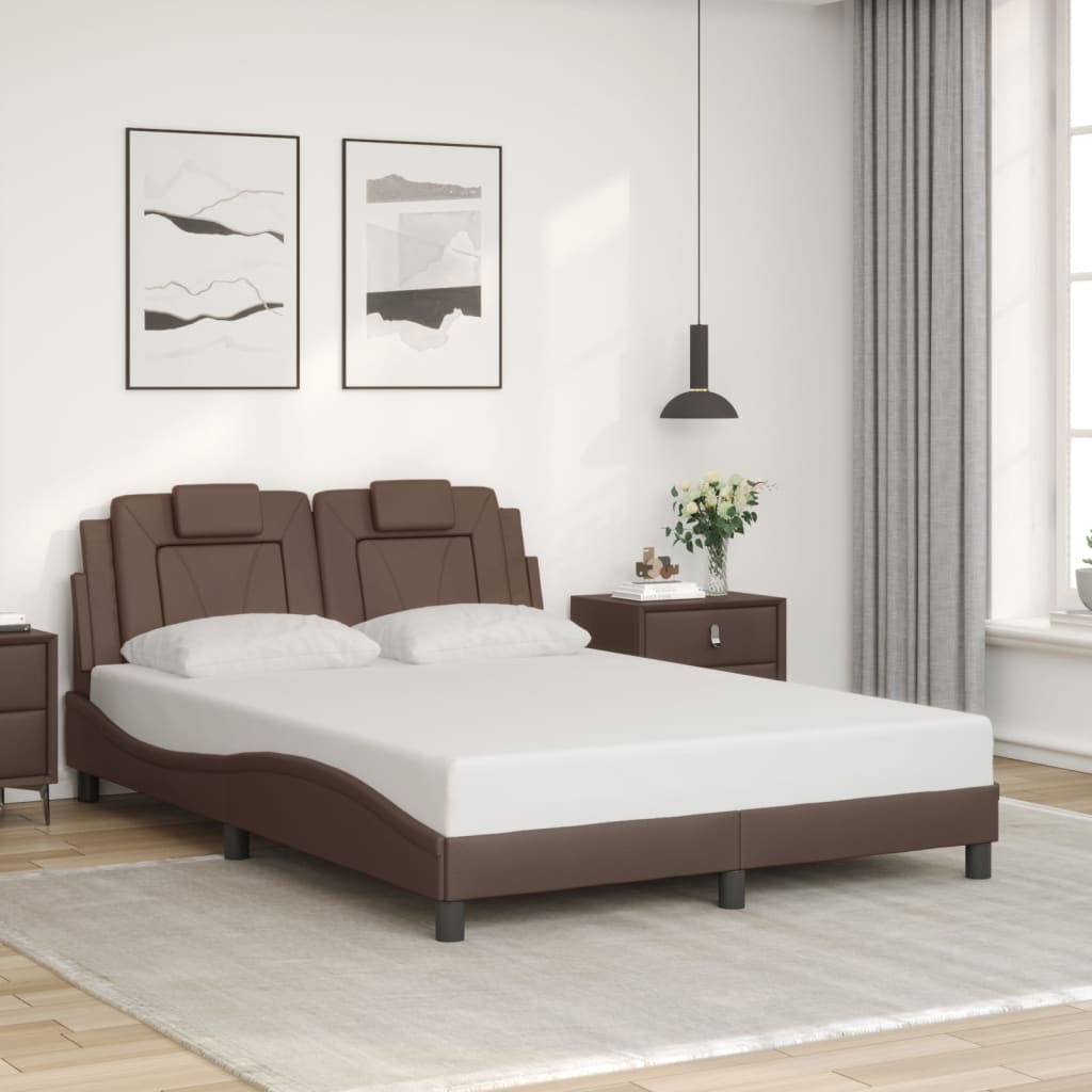Bed Frame "Viana" with LED without Mattress Brown 140x200 cm