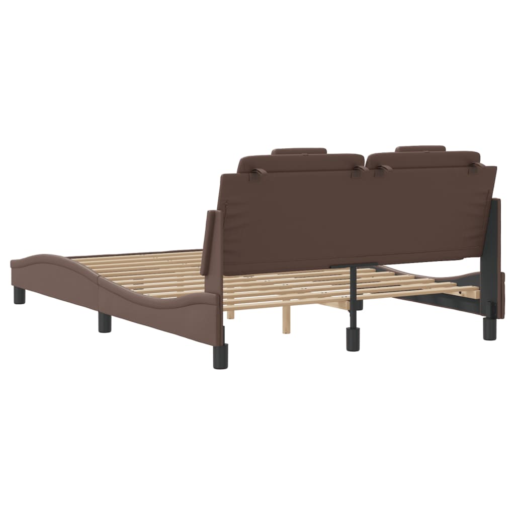 Bed Frame "Viana" with LED without Mattress Brown 140x200 cm