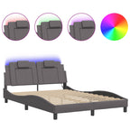 Bed Frame "Viana" with LED without Mattress Grey 140x200 cm