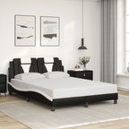 Bed Frame "Viana" with LED without Mattress Black and White 140x200 cm
