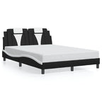 Bed Frame "Viana" with LED without Mattress Black and White 140x200 cm