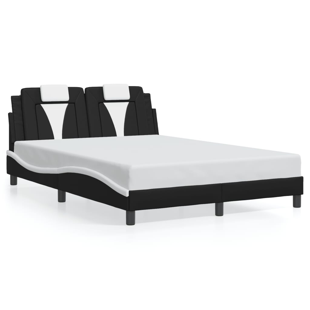Bed Frame "Viana" with LED without Mattress Black and White 140x200 cm