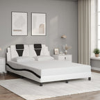 Bed Frame "Viana" with LED without Mattress White and Black 140x200 cm