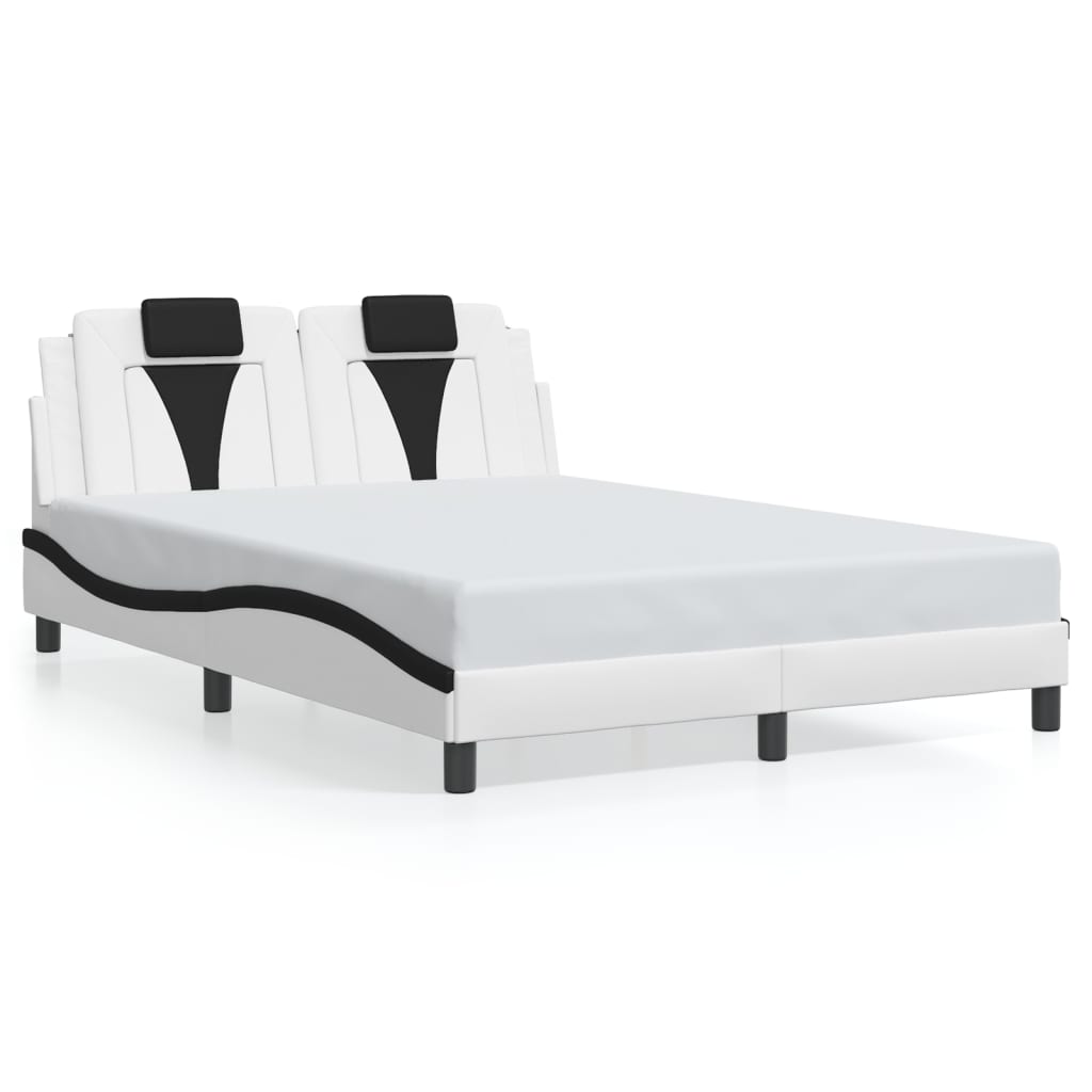 Bed Frame "Viana" with LED without Mattress White and Black 140x200 cm