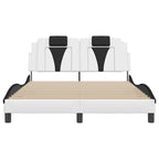 Bed Frame "Viana" with LED without Mattress White and Black 140x200 cm