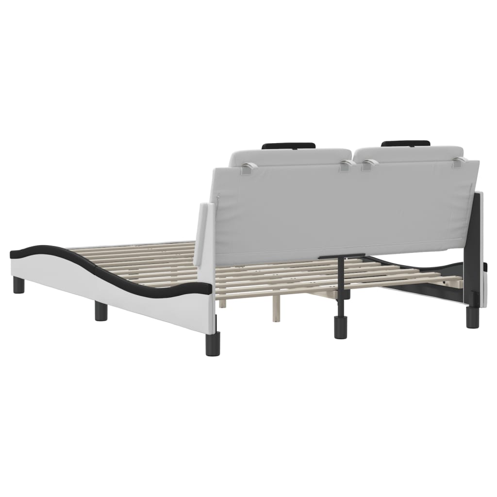 Bed Frame "Viana" with LED without Mattress White and Black 140x200 cm