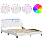 Bed Frame "Viana" with LED without Mattress White 160x200 cm