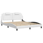 Bed Frame "Viana" with LED without Mattress White 160x200 cm