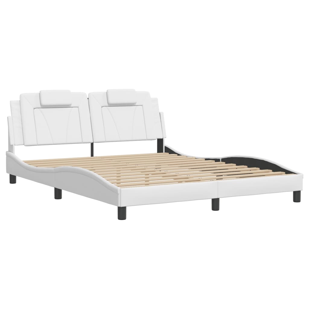 Bed Frame "Viana" with LED without Mattress White 160x200 cm