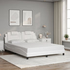 Bed Frame "Viana" with LED without Mattress White 160x200 cm