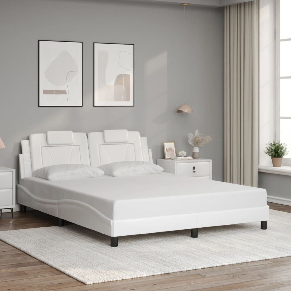 Bed Frame "Viana" with LED without Mattress White 160x200 cm