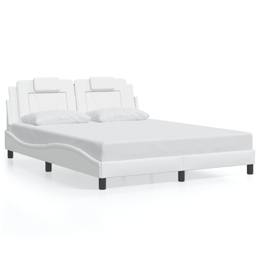 Bed Frame "Viana" with LED without Mattress White 160x200 cm