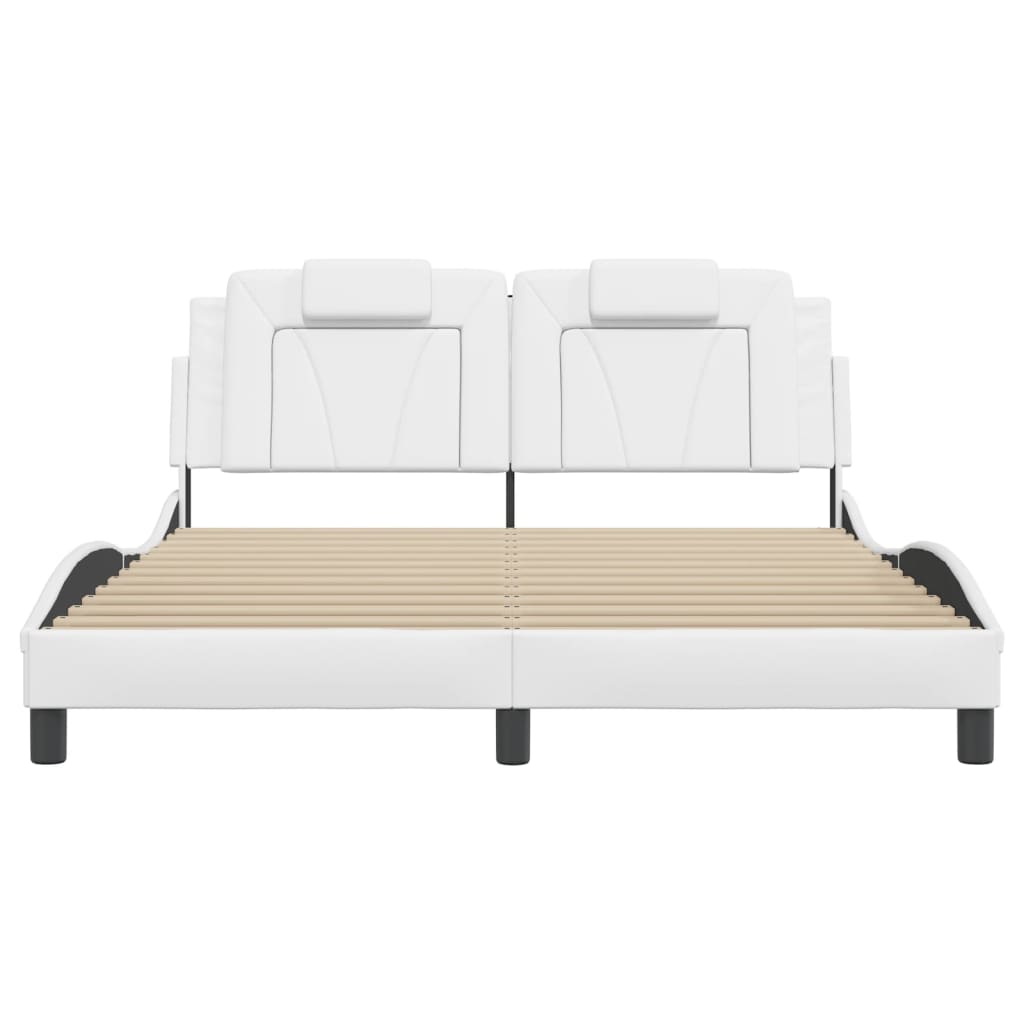Bed Frame "Viana" with LED without Mattress White 160x200 cm