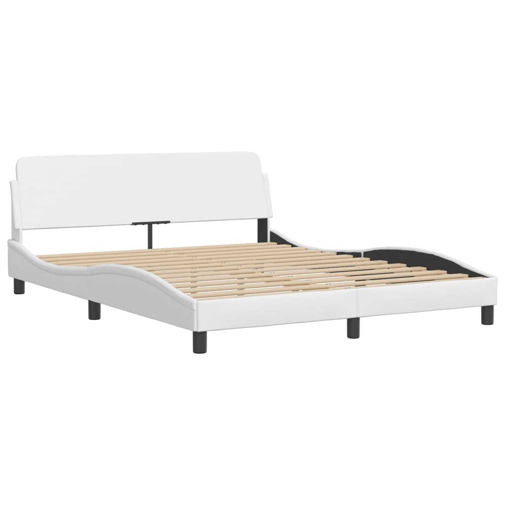 Bed Frame "Viana" with LED without Mattress White 160x200 cm