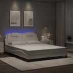 Bed Frame "Viana" with LED without Mattress White 160x200 cm
