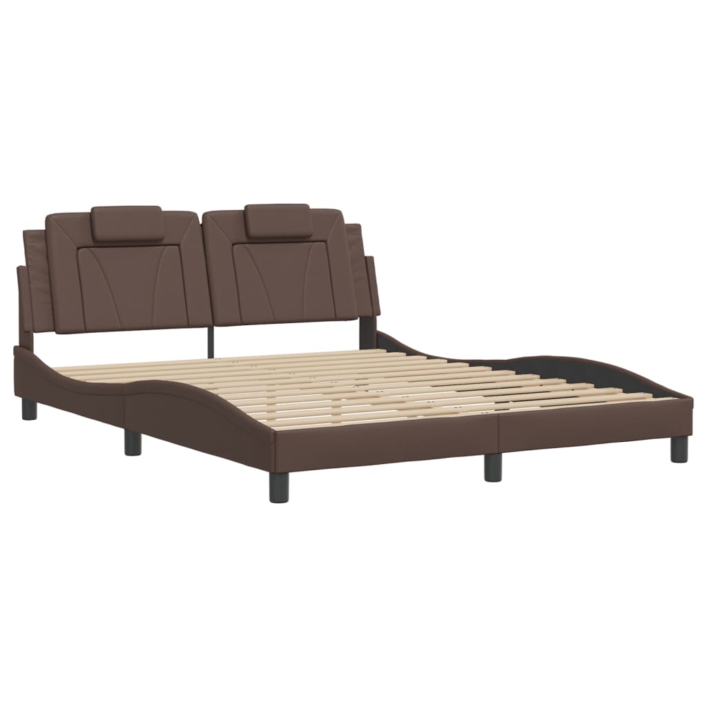 Bed Frame "Viana" with LED without Mattress Brown 160x200 cm