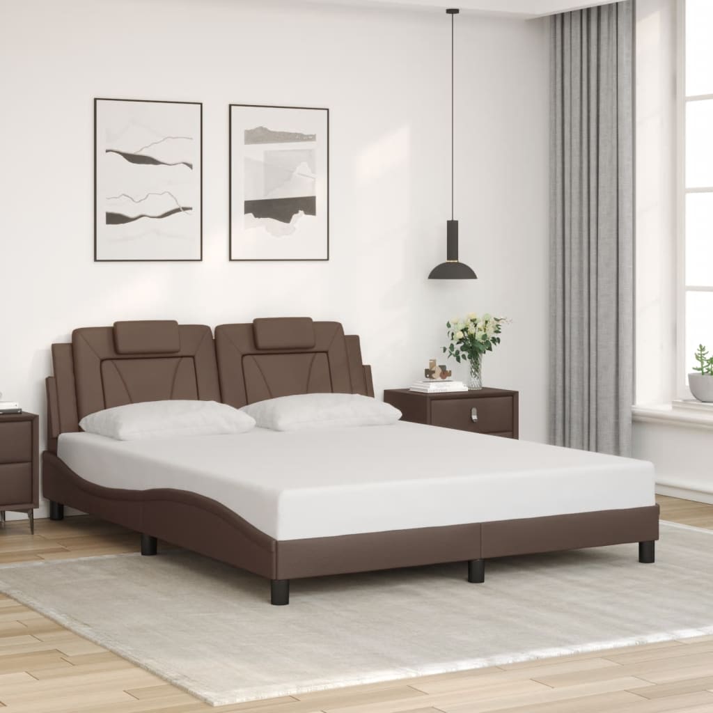 Bed Frame "Viana" with LED without Mattress Brown 160x200 cm