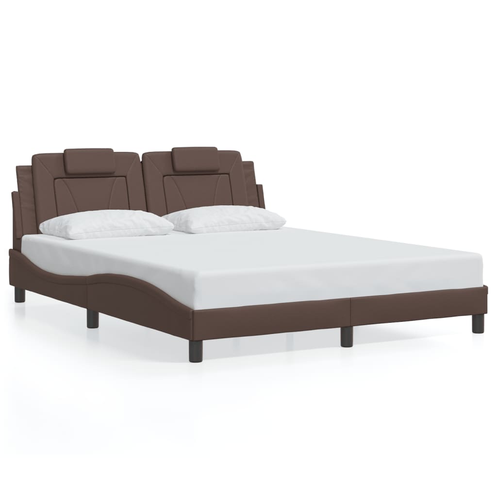 Bed Frame "Viana" with LED without Mattress Brown 160x200 cm
