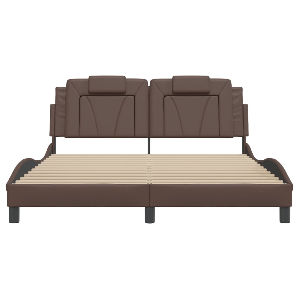 Bed Frame "Viana" with LED without Mattress Brown 160x200 cm