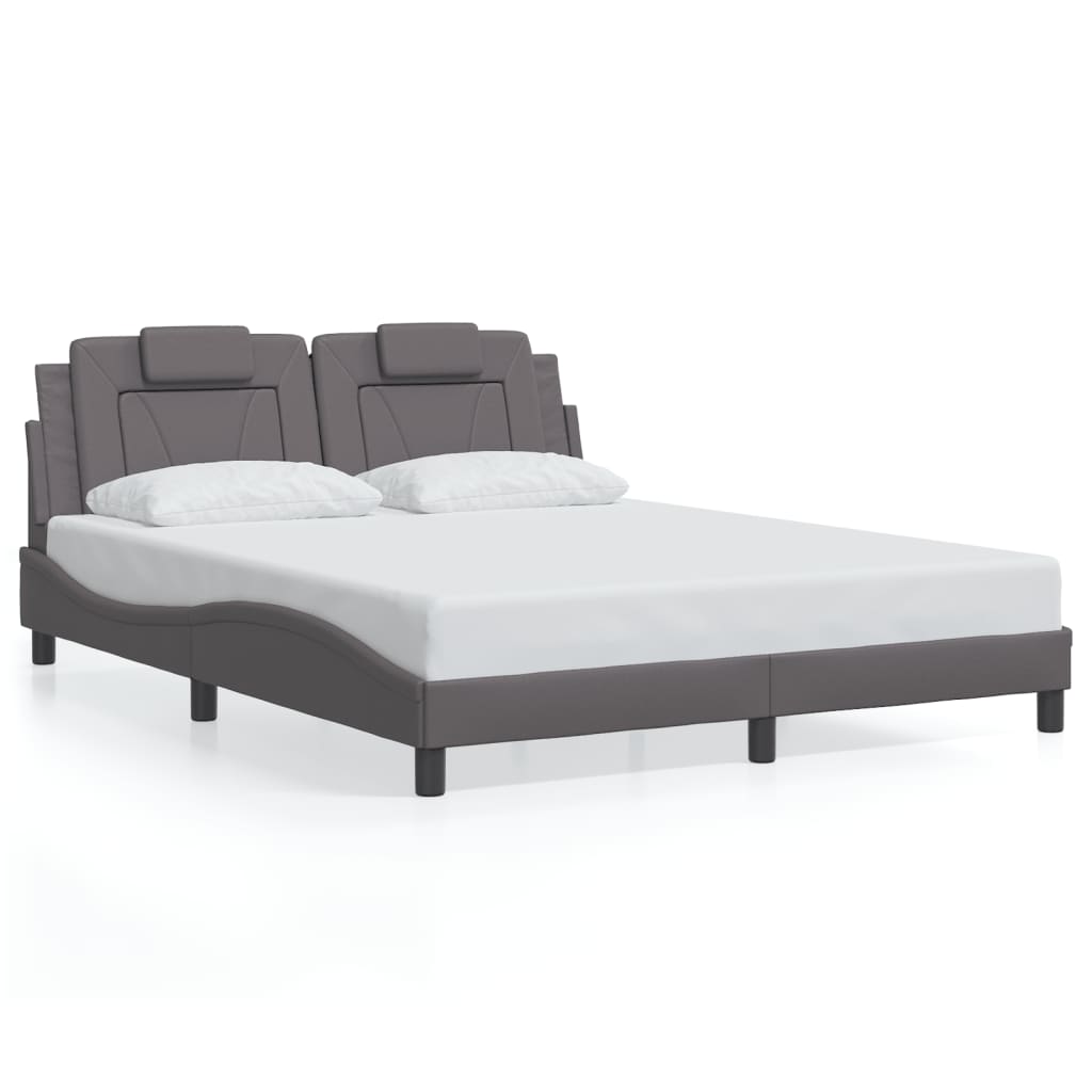 Bed Frame "Viana" with LED without Mattress Grey 160x200 cm