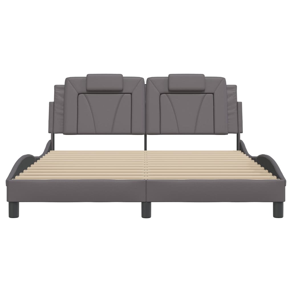 Bed Frame "Viana" with LED without Mattress Grey 160x200 cm