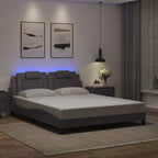 Bed Frame "Viana" with LED without Mattress Grey 160x200 cm