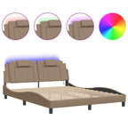 Bed Frame "Viana" with LED without Mattress Cappuccino 160x200 cm