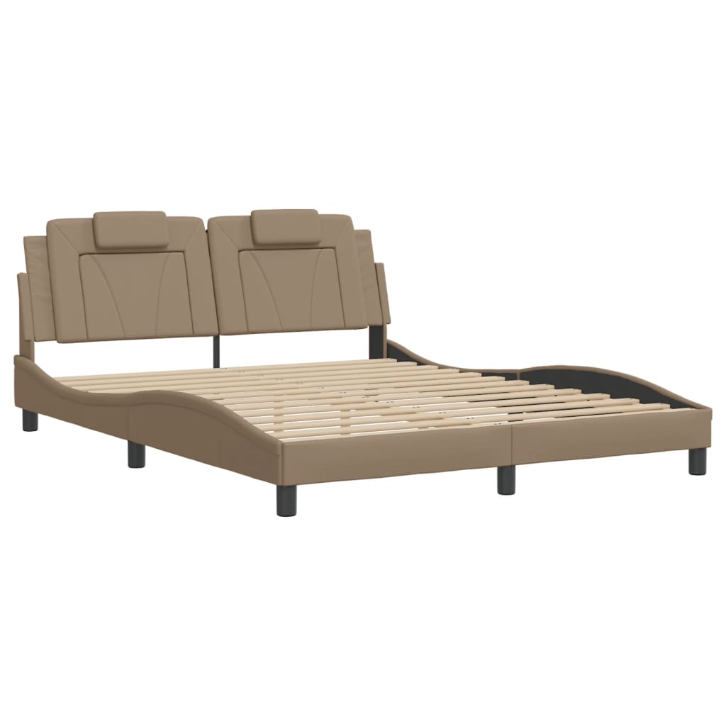 Bed Frame "Viana" with LED without Mattress Cappuccino 160x200 cm