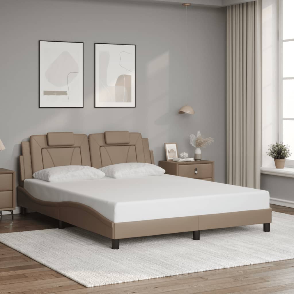 Bed Frame "Viana" with LED without Mattress Cappuccino 160x200 cm