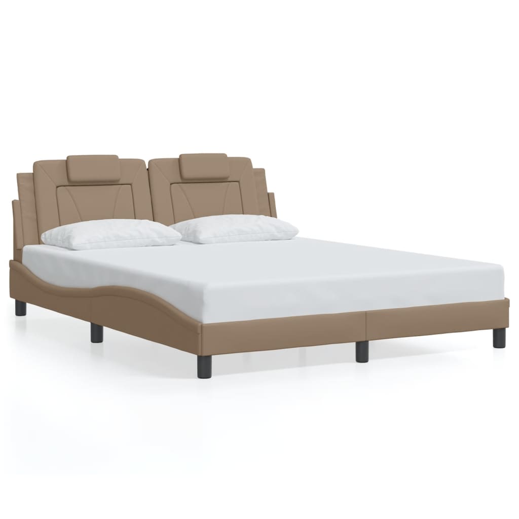 Bed Frame "Viana" with LED without Mattress Cappuccino 160x200 cm