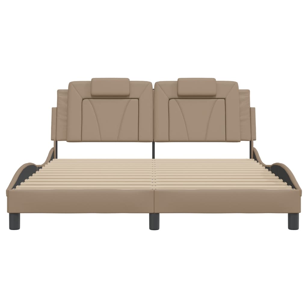 Bed Frame "Viana" with LED without Mattress Cappuccino 160x200 cm